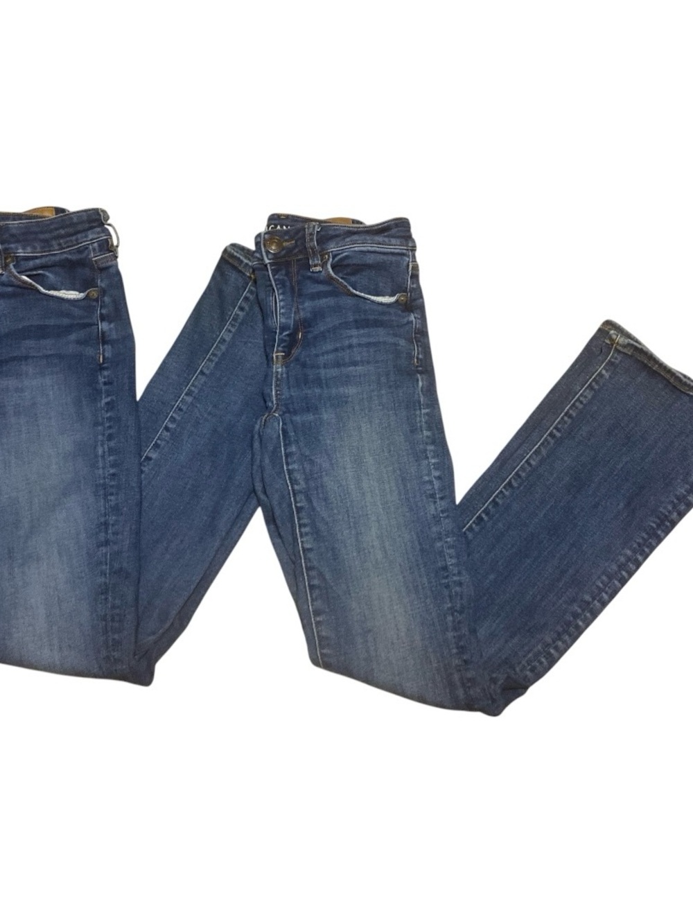 American Eagle Women’s Blue Denim Hi-Rise Skinny Kick Jeans Size 0 Regular